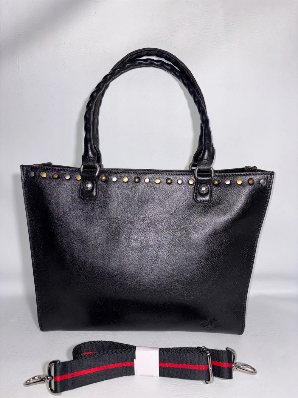 Patricia Nash Zancona Tote Black Leather Stud Detail